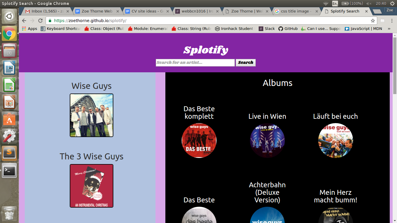 Splotify album search